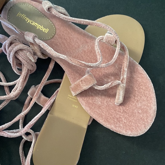 Jeffrey Campbell Blush Pink Velvet Lace-up Sandals - Picture 5 of 7